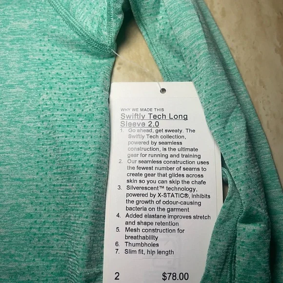 Lululemon Swiftly Tech Long Sleeve Size 2 (SOLD OUT COLOR) New With Tags - Picture 2 of 5
